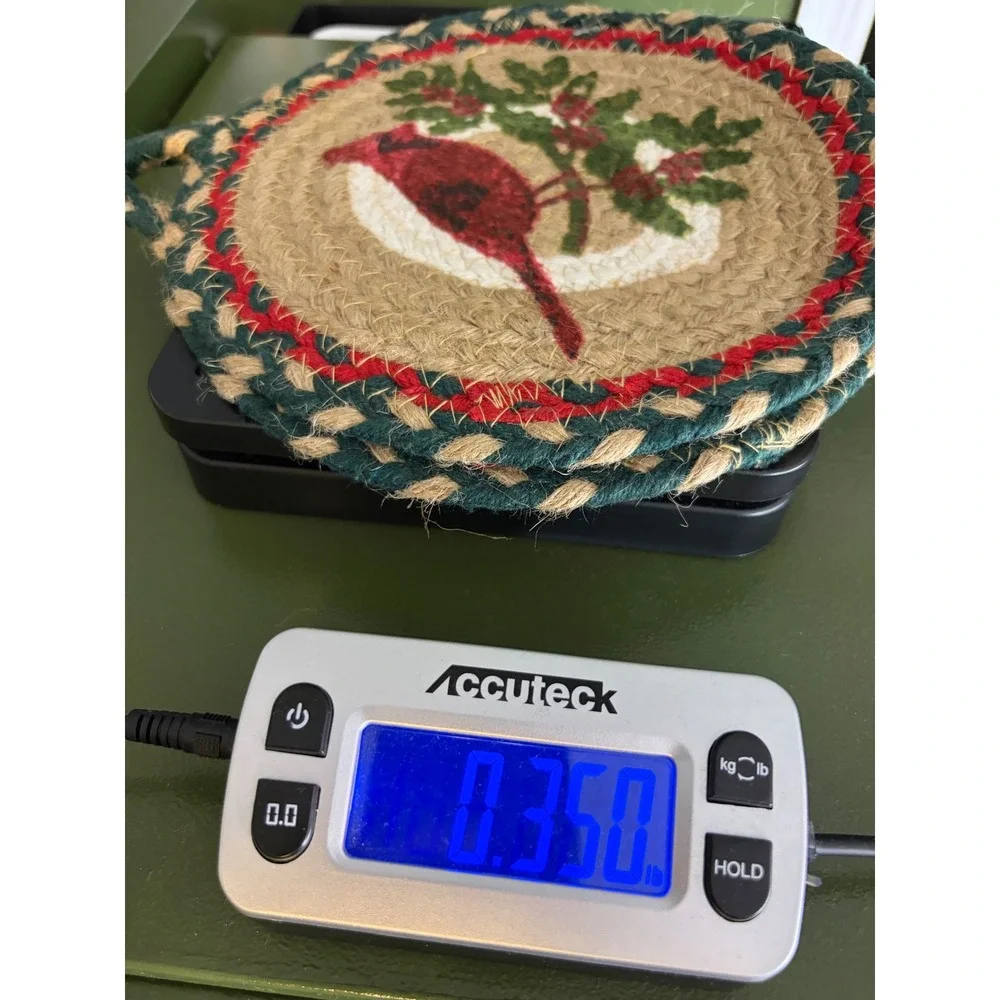 House & Garden Jute Trivets Cardinal Bird Christmas Holiday Cabin Country Rustic